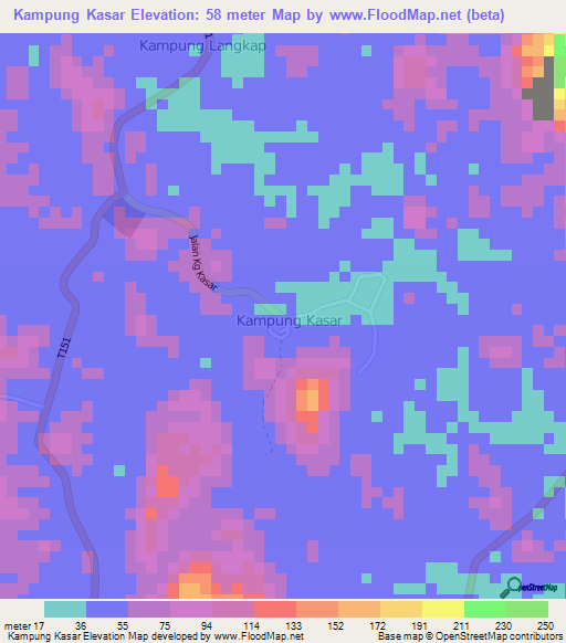 Kampung Kasar,Malaysia Elevation Map