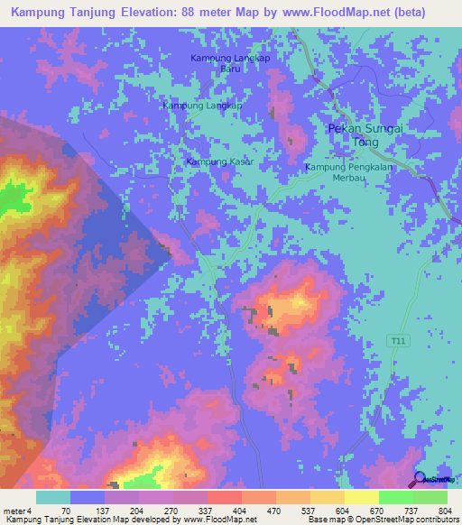 Kampung Tanjung,Malaysia Elevation Map