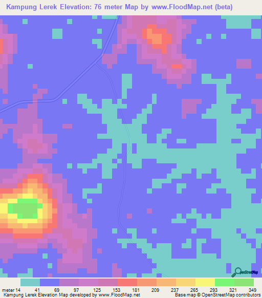 Kampung Lerek,Malaysia Elevation Map