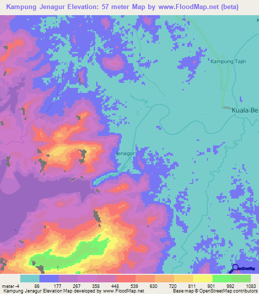 Kampung Jenagur,Malaysia Elevation Map