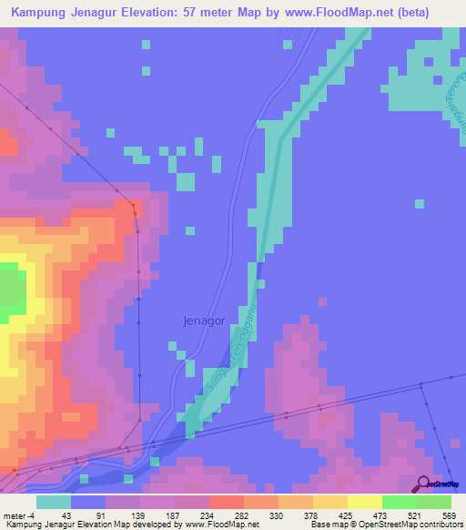 Kampung Jenagur,Malaysia Elevation Map