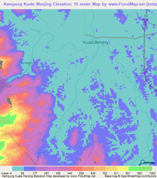 Kampung Kuala Menjing,Malaysia Elevation Map