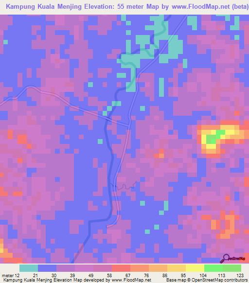 Kampung Kuala Menjing,Malaysia Elevation Map