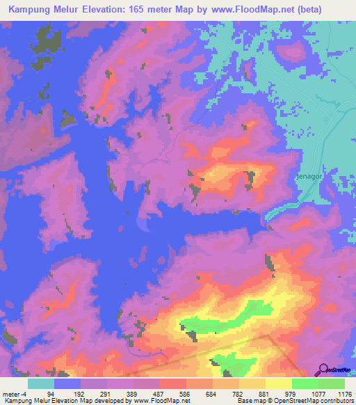 Kampung Melur,Malaysia Elevation Map