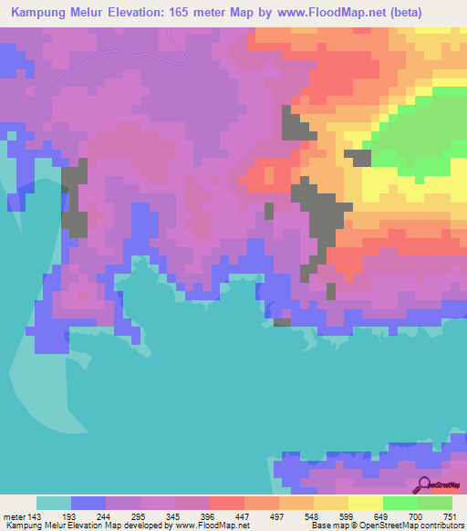 Kampung Melur,Malaysia Elevation Map