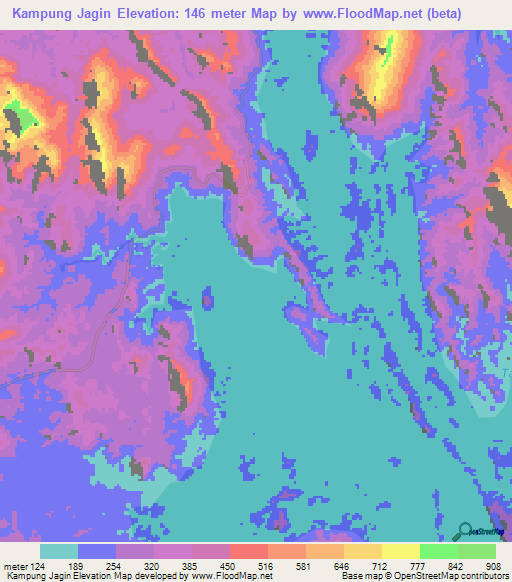 Kampung Jagin,Malaysia Elevation Map