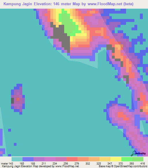 Kampung Jagin,Malaysia Elevation Map