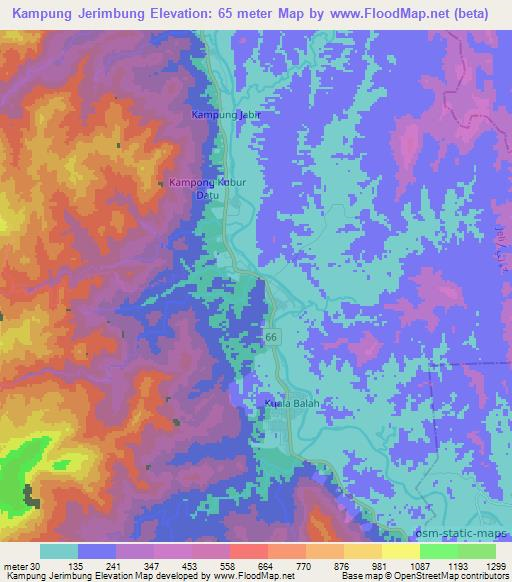 Kampung Jerimbung,Malaysia Elevation Map