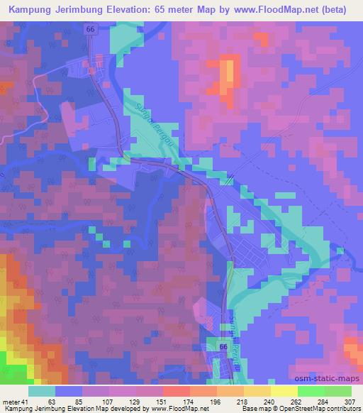 Kampung Jerimbung,Malaysia Elevation Map