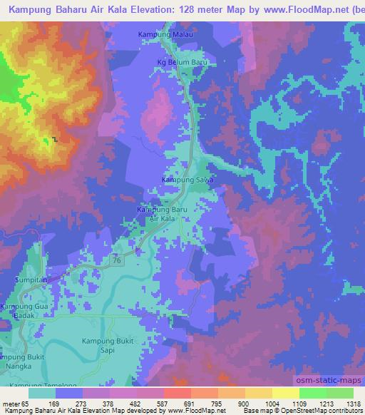 Kampung Baharu Air Kala,Malaysia Elevation Map