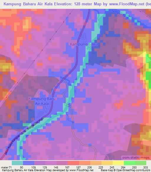 Kampung Baharu Air Kala,Malaysia Elevation Map