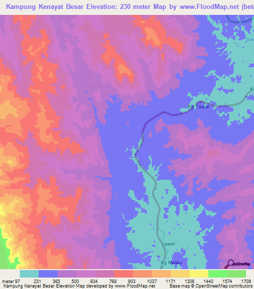 Kampung Kenayat Besar,Malaysia Elevation Map