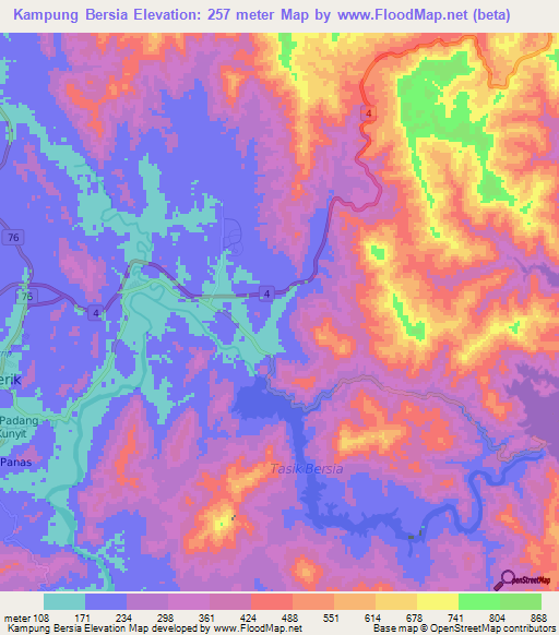 Kampung Bersia,Malaysia Elevation Map