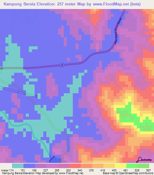 Kampung Bersia,Malaysia Elevation Map