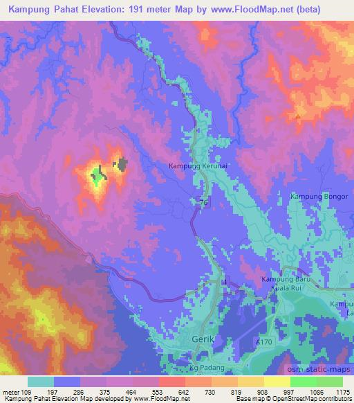 Kampung Pahat,Malaysia Elevation Map