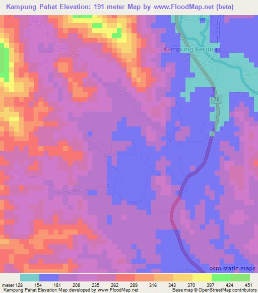 Kampung Pahat,Malaysia Elevation Map