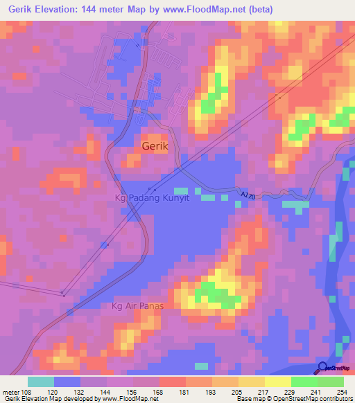 Gerik,Malaysia Elevation Map