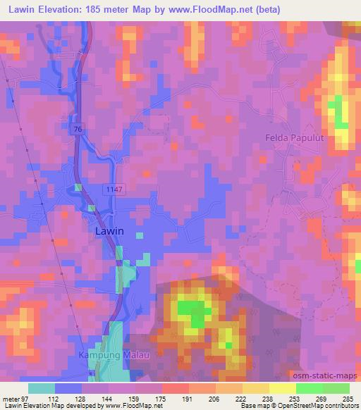 Lawin,Malaysia Elevation Map
