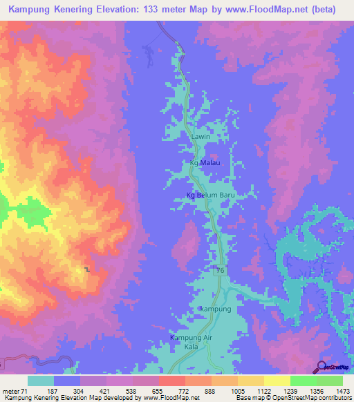 Kampung Kenering,Malaysia Elevation Map