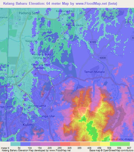 Kelang Baharu,Malaysia Elevation Map