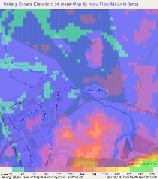 Kelang Baharu,Malaysia Elevation Map
