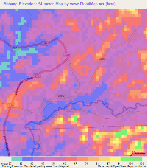 Mahang,Malaysia Elevation Map