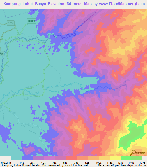 Kampung Lubuk Buaya,Malaysia Elevation Map