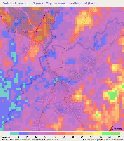 Selama,Malaysia Elevation Map