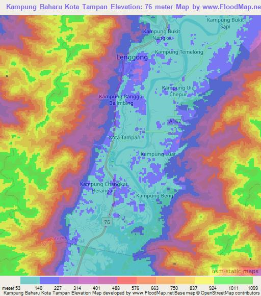 Kampung Baharu Kota Tampan,Malaysia Elevation Map