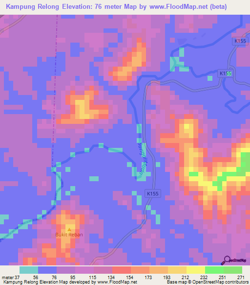 Kampung Relong,Malaysia Elevation Map