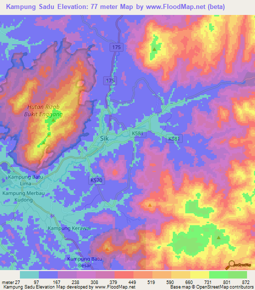 Kampung Sadu,Malaysia Elevation Map