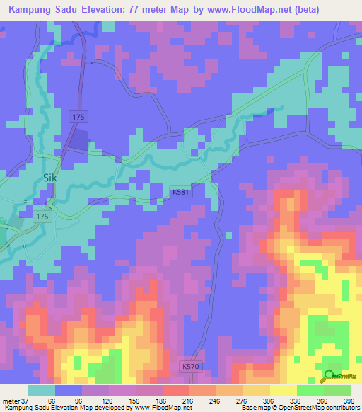 Kampung Sadu,Malaysia Elevation Map