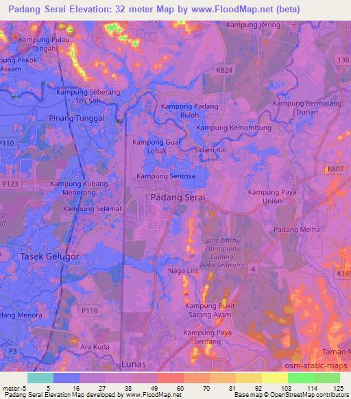 Padang Serai,Malaysia Elevation Map