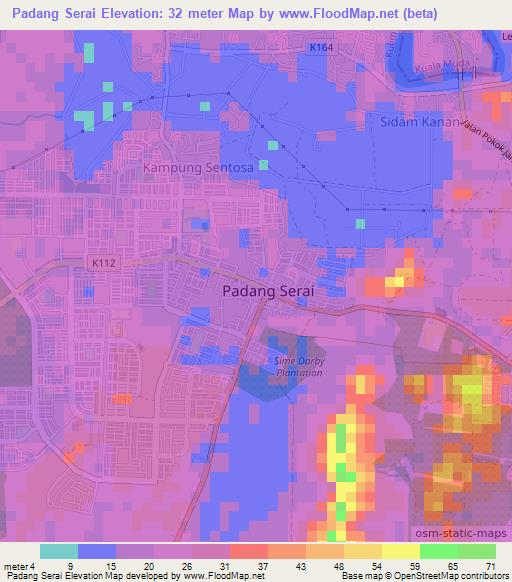 Padang Serai,Malaysia Elevation Map