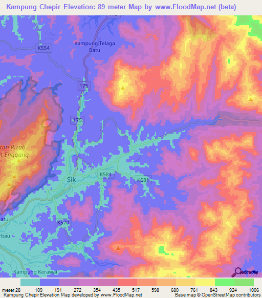 Kampung Chepir,Malaysia Elevation Map