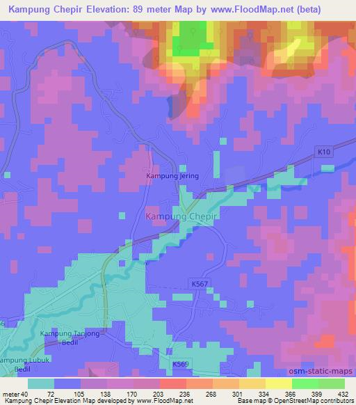 Kampung Chepir,Malaysia Elevation Map