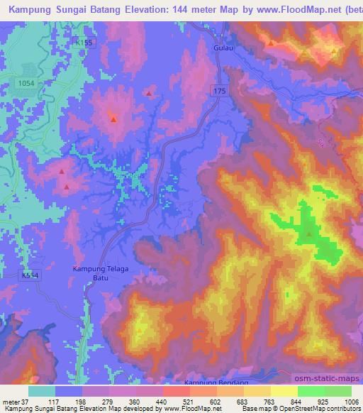 Kampung Sungai Batang,Malaysia Elevation Map