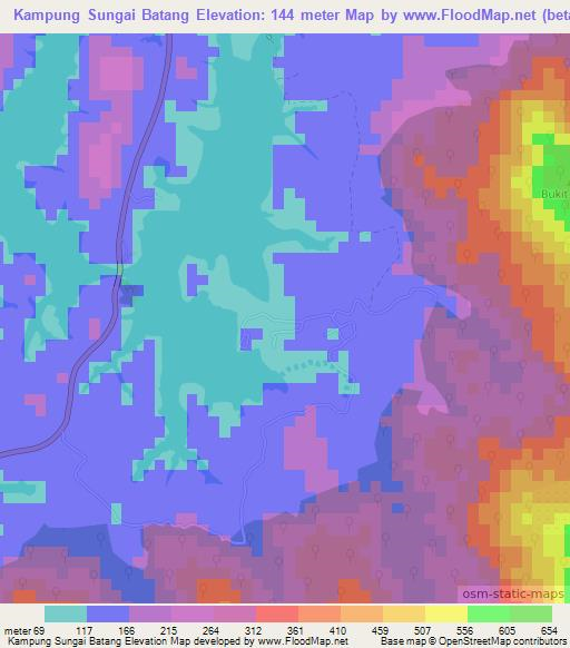 Kampung Sungai Batang,Malaysia Elevation Map