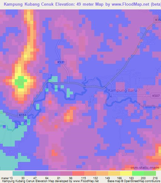 Kampung Kubang Cenuk,Malaysia Elevation Map