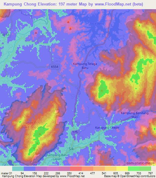 Kampung Chong,Malaysia Elevation Map