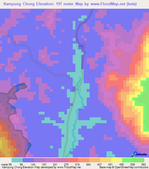 Kampung Chong,Malaysia Elevation Map