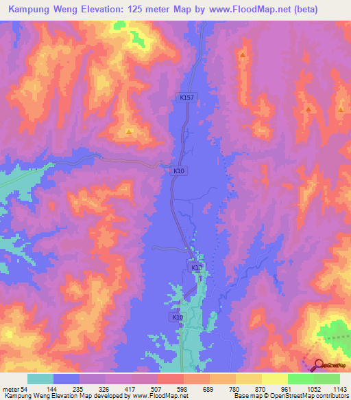 Kampung Weng,Malaysia Elevation Map