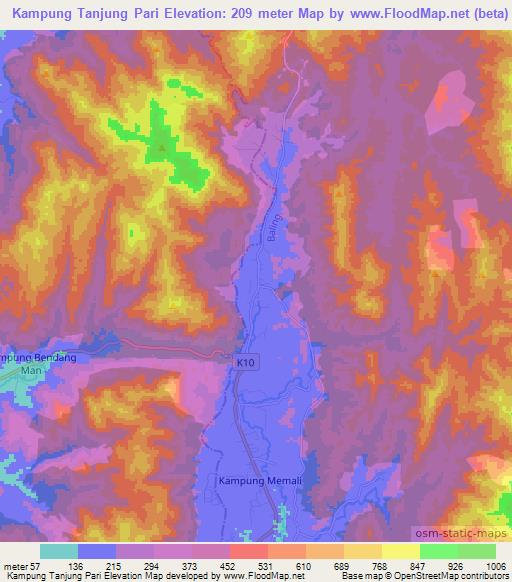 Kampung Tanjung Pari,Malaysia Elevation Map