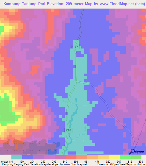 Kampung Tanjung Pari,Malaysia Elevation Map