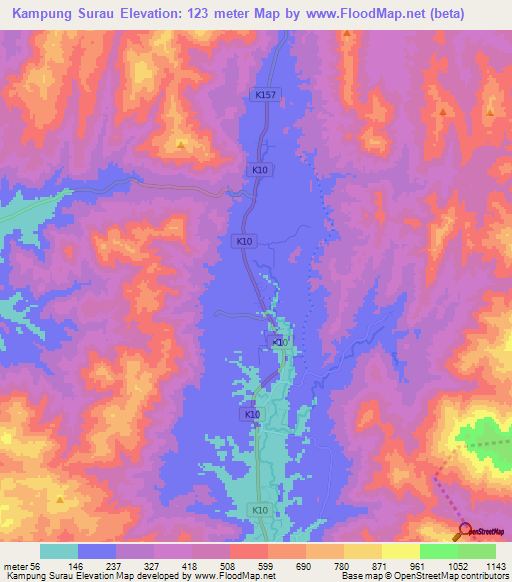 Kampung Surau,Malaysia Elevation Map