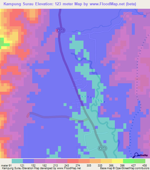 Kampung Surau,Malaysia Elevation Map