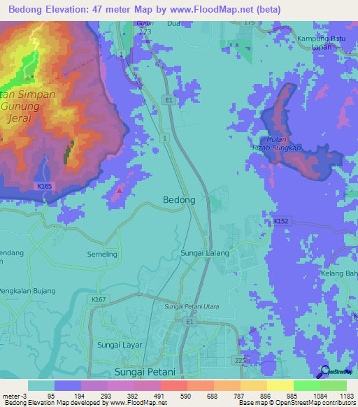 Bedong,Malaysia Elevation Map