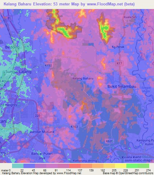 Kelang Baharu,Malaysia Elevation Map