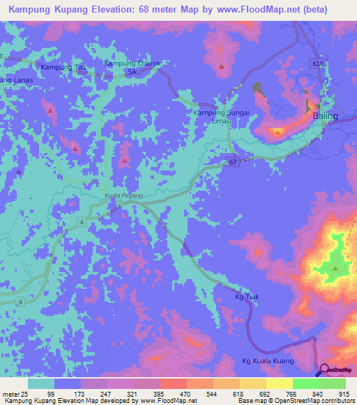 Kampung Kupang,Malaysia Elevation Map