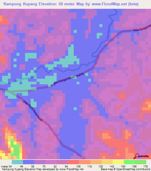 Kampung Kupang,Malaysia Elevation Map